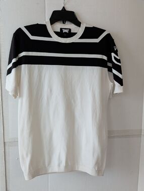 PXG White Short Sleeve Crew with Black Contrast Stripes SZ Small
